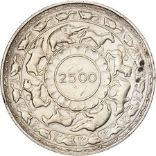 [#1202043] Ceylon, Elizabeth II, 5 Rupees, 1957, British Royal Mint, Silver, AU