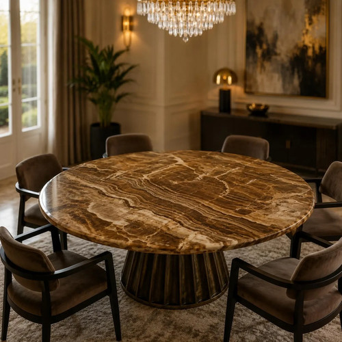 Brown onyx dining table - dining,