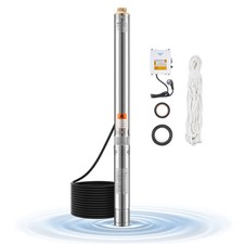 VEVOR Pompe immergée à eau pour puits profond acier inox 550 W 65 L/min 64 m