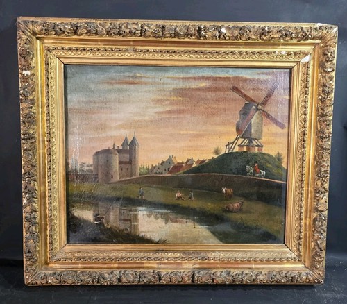Tableau ancien huile paysage - tableau,