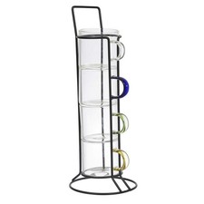 Lot de 4 Tasses à Café Avec Support "Paradis" 8cm Transparent