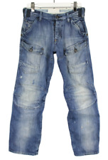 G-STAR Jeans Homme W30/L30 Boutonné Whiskers Denim Bleu Foncé