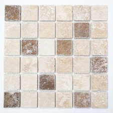 Mosaïque travertin pierre naturelle beige brun Chiaro sol 43-1216_f | 10 plaques