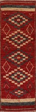 Tapis Coureur Marocain Géométrique Rouge 3x10 En Laine Fait Main Tribal Oriental