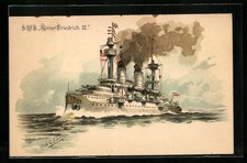 Künstler-ak Johann Georg Siehl-Freystett: S. - M.Blindé Kaiser Friedrich Iii. Un