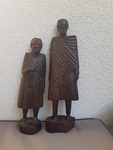 Couple africain sculpté - , en