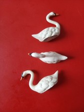 Lot de 3 CYGNES plomb Jouet Vintage Toy Swan Aludo Quiralu Ancien Collection 