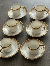 Lot de 6 tasses à café en porcelaine de Limoges Bardet – Dorure or – Vintage