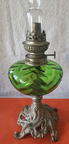 Lampe pétrole verre vert - verre,