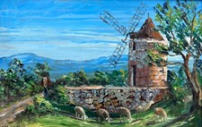 Tableau ancien Le moulin