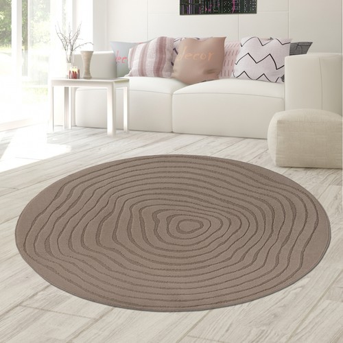 Tapis rond brun vagues - , 3d