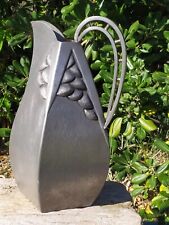 Très Grand Vase  Art Déco en Étain,  Signé  Fine D'or Pichet Broc  Ancien H37,5 