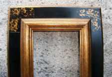 Large cadre ancien en bois noir et doré 24,5 X 29 cm Feuillure 13 X 18 cm