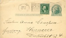 Etats unis 1915 Scott UX27 - 1c. Jefferson carte postal pour Allemagne + timbre