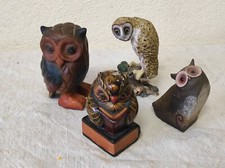 Bibelots, 4 Figurines en céramiques  " Chouette, Hibou "