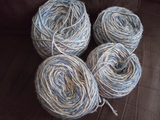 Lot de 4 Pelotes Fantaisies Tons Bleus et Beiges/Marrons effet brillant (500g)