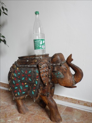 Sellette elephant bois sculpte - sellette,