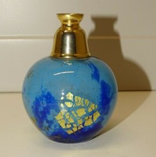 -DAUM NANCY FLACON VAPORISATEUR PARFUM VERRE MULTICOUCHES BLEU INCLUSION OR D