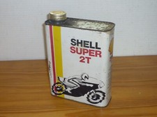 BIDON  MOTO SHELL SUPER 2T VINTAGE  PATINE D EPOQUE METAL MOTORCYCLE