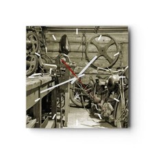 Horloge murale en verre 40x40cm Silencieuse atelier moteur Wall Clock Decoration