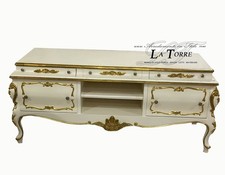 Meuble TV de Style Baroque Classique 150 CM Avec Détail Doré - Décor Élégant