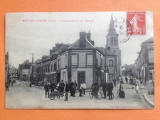 Superbe Carte Postale 1913 MOULINS la MARCHE Orne La GRANDE RUE et RUE ROBERGEL