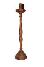 Grande torchère ancienne en bois, à monter en lampe.