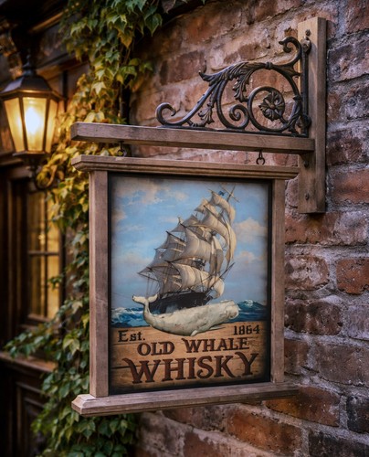 Panneau suspendu pub old whale - panneau,