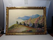Tableau, Charles OBERTHUR : Aquarelle Rochers Rouges,Calanques,Piana en Corse.