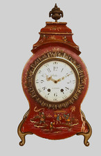 cartel louis XV maison  Bothereau en bois laque rouge décor chinois.XX siècle. 