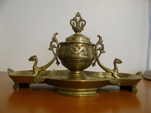 Grand encrier bronze décor - grand,