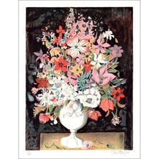 VERNET-BONFORT Robert - Lithographie originale "Le bouquet de fleurs" 75x52cm