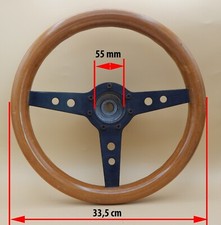 VOLANT BOIS ET ALU YOUNGTIMERS, BEL ÉTAT, MOYEUX 55 mm, MADE IN ITALY, OCCASION