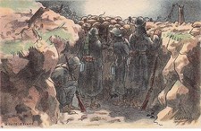 illustrateur Militaire  GABARD  N°4  le poste d'écoute