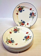 6 assiettes plates de chez Salins les Bains modèle "Coquelicots" en très bon éta