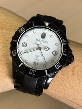 Montre à quartz A Bathing Ape BAPEX Sal Marina blanche noire JP