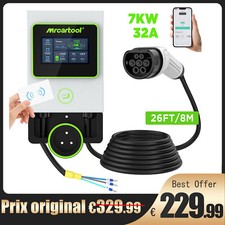 Borne Recharge Véhicule Électrique Wallbox EV Station Type 2 Câble 32A avec APP