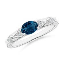 Bijou bague d'éternité art déco pierre précieuse topaze bleue Londres en arge...