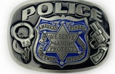 Boucle , motif : (( POLICE )) ceinture ceinturon biker western