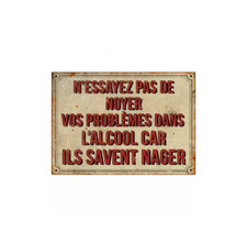 Plaque métal citation alcool