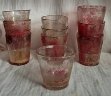 10 ancien lumignon verre soufflé Photophore Bougie procession église 19 ème 