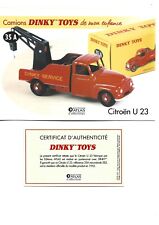 DINKY TOYS Fiche + Certificat CITROËN U 23 DEPANNEUSE Dinky Toys 35 A Atlas