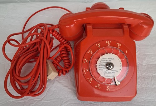 Téléphone orange cadran - téléphone,