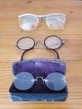 Lot de 3 paires de lunettes anciennes dont un pince-nez made in USA