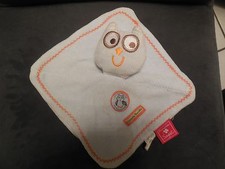 doudou plat Chouette Famille bleu FRANCOISE SAGET
