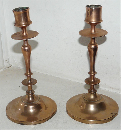 Paire bougeoirs anciens en - paire,