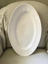 ANCIEN TRÉS GRAND PLAT OVALE EN PORCELAINE  ÉPAISSE  48 cm En Parfait État ?