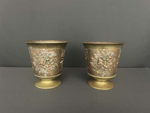 Paire cache pots bronze - en,