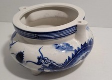 Coupe Vase Chine Bleu Blanc