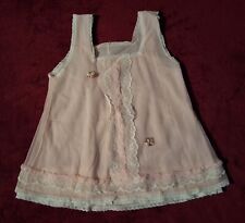 Ancienne Robe Bébé Fillette Voilage Froufrou Dentelle Rose/Blanc Années 70